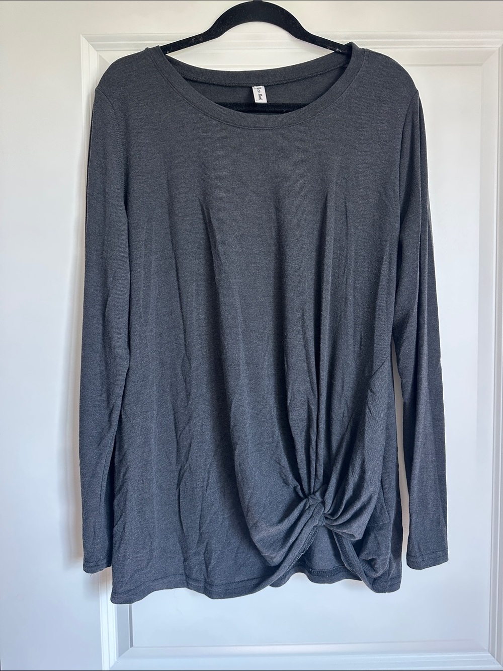 Leo Rosi Charcoal Twist-Front Long Sleeve Top